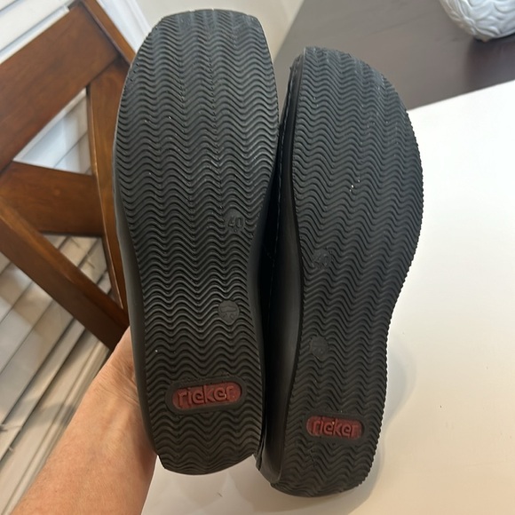 RIEKER Black Leather Flats Anti-Stress Slip-on Comfort Driving Loafer Shoes - Picture 9 of 16